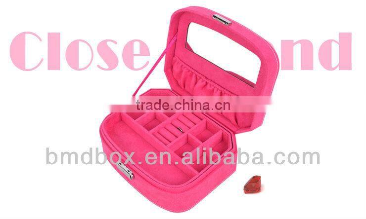 wholesale pink flocking jewellery box