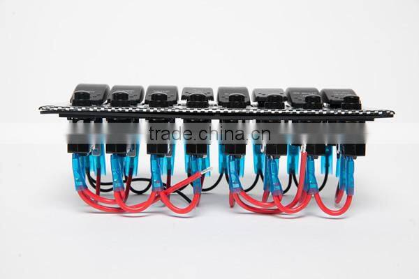 NEW Marine 8 Gang LED illuminated Check Pattern Rocker Switch Panel