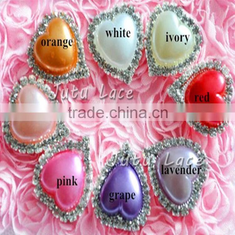 Shiny beaded pearl rhinestone - hair accessories chiffon flower decoration botton