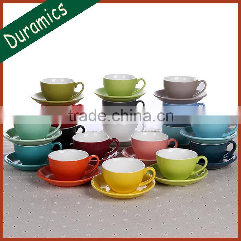 Custom many colors durable porcelain coffee cup and saucer