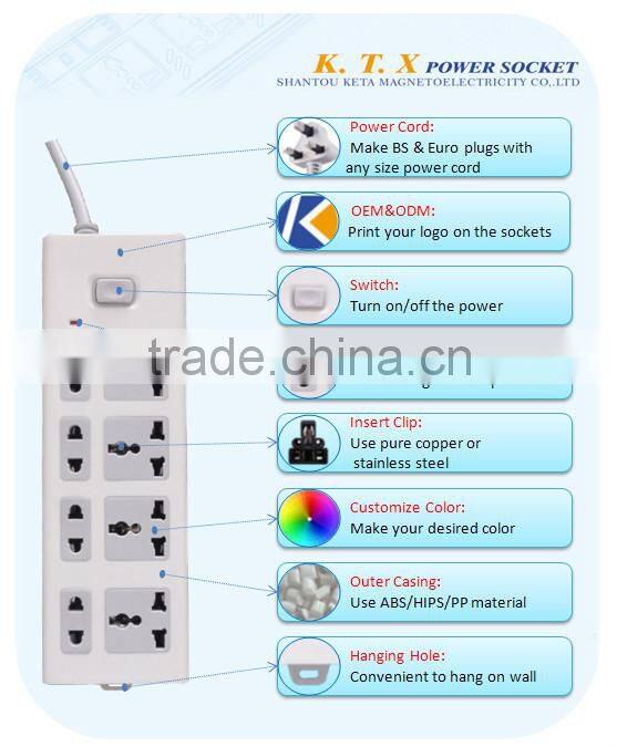 8 Way Extension Multi Plug Socket With Switch