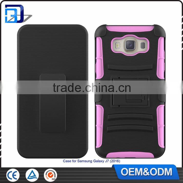 2016 New Outdoor Heavy Duty 3 in 1 Belt Clip Cell Phone Case For SamSung Galaxy J7 (2016) J710 PC Silicone Armor Kickstand Cover
