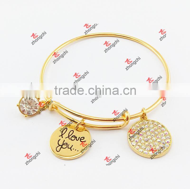 Gold Charms Brass Bracelet Bangles Jewelry