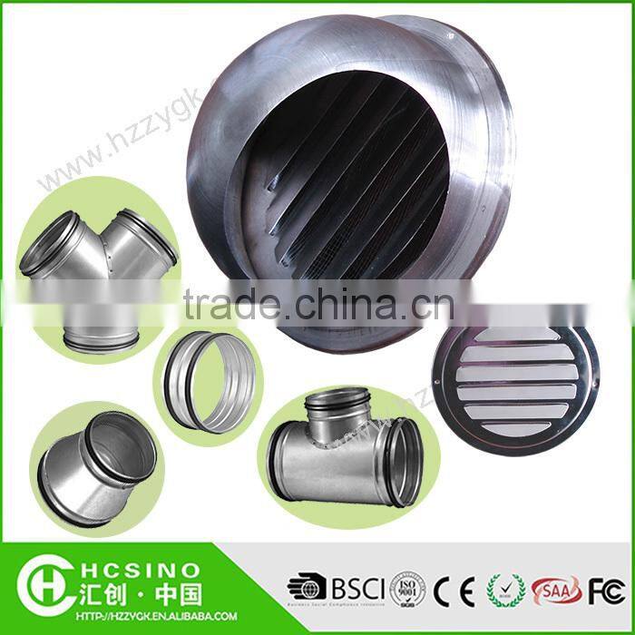 Ducting Fitting Galvanized Steel Y Tee, 3-Way Tube Duct Fitting Connector