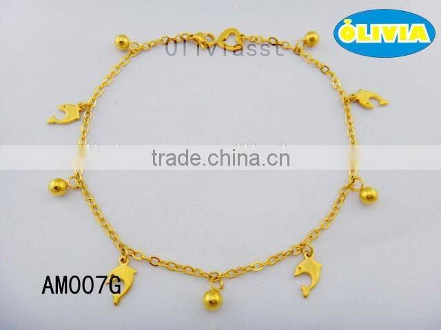 Olivia Jewelry 18k Gold Foot Jewelry Anklet With Heart Charm In Stainless Steel