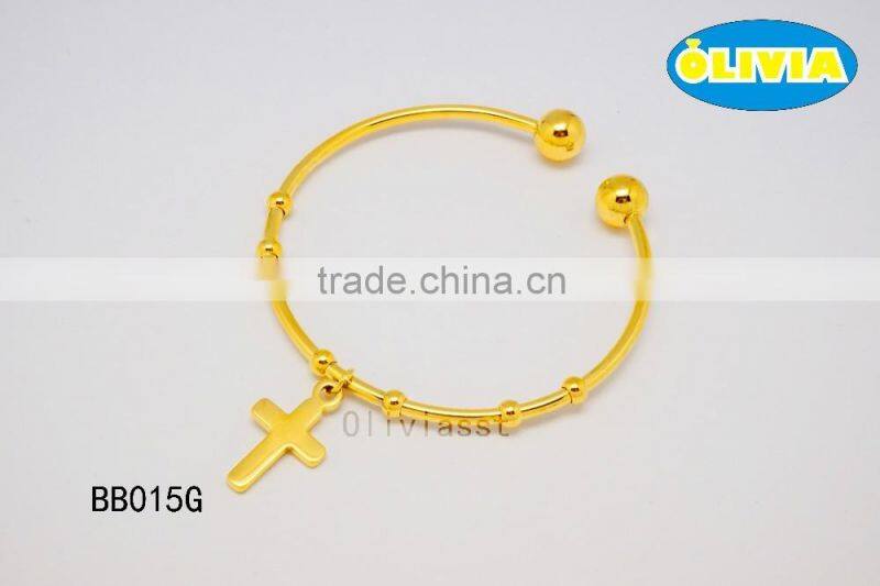 Olivia Jewelry Fashion Stainless Steel Cross Cuff Bracelet ,Women Gold Design Open Cuff Bracelet
