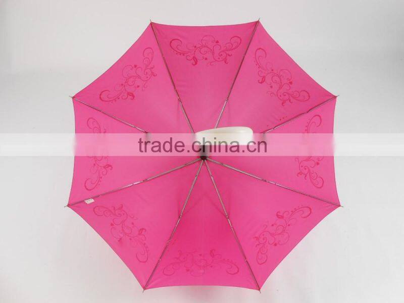pink color straight shaft fashion umbrella for lady