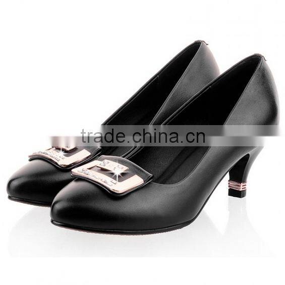 Comfortable genuine leather party pumps high heel shoes latest sweet color diamond office lady shoes CP6663