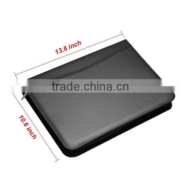 Best selling pu leather business folder with writing pad and pen set for conference