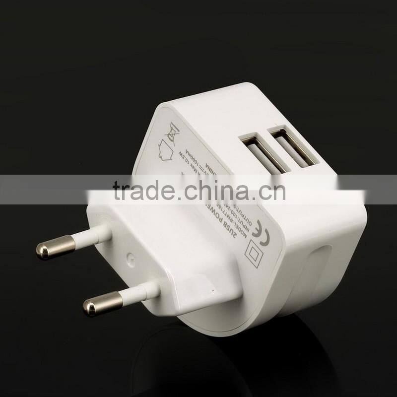 Super Fast 5V 2.1A EU 2 USB Port Micro USB Charger Wall Plug Mobile Phone Smart Charger Power Adapter for iPhone Samsung Tablet
