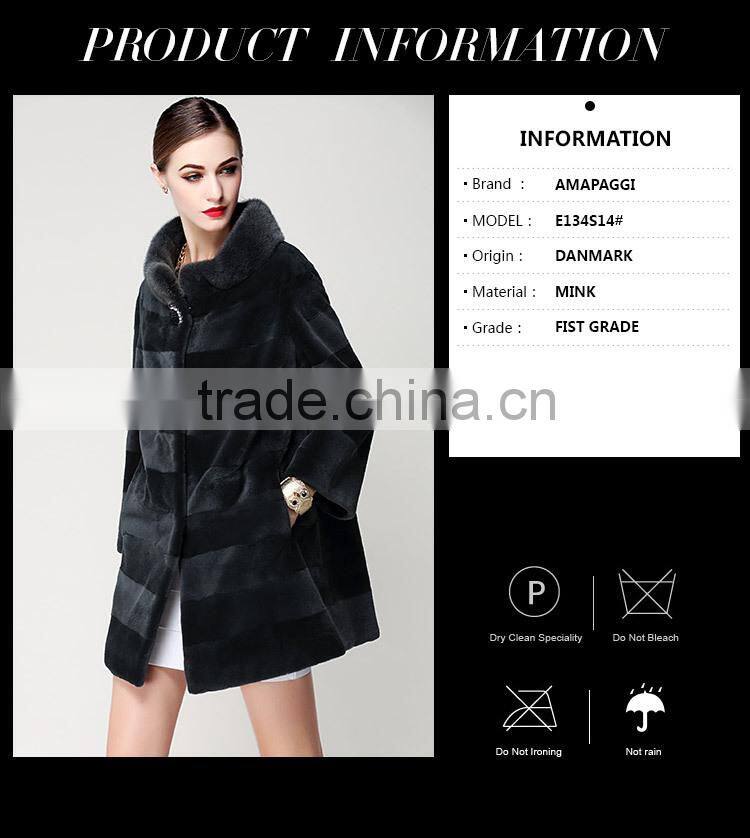 Hot sale real natural cashmere fur coat for winter overcoat