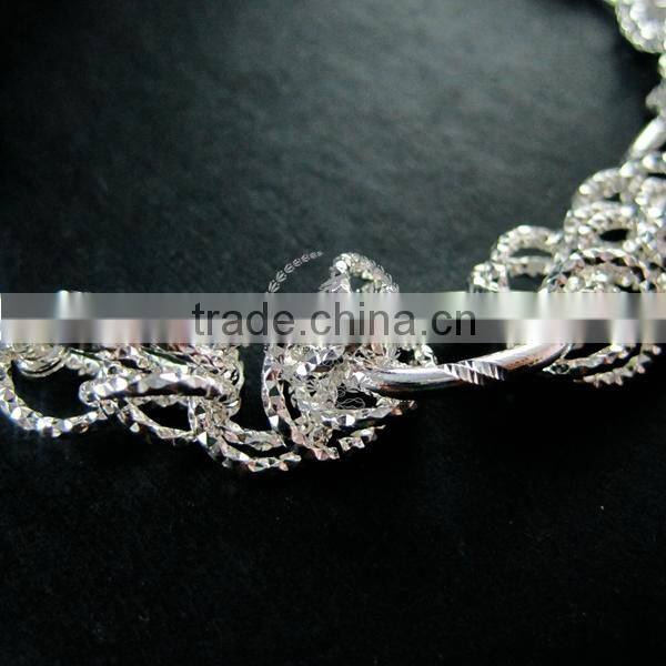 20cm silver plated brass faceted circle round oval link fashion DIY bracelet supplies 1900066
