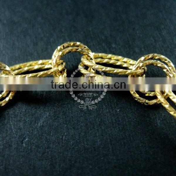 18cm raw brass faceted circle round oval link fashion DIY bracelet supplies 1900082