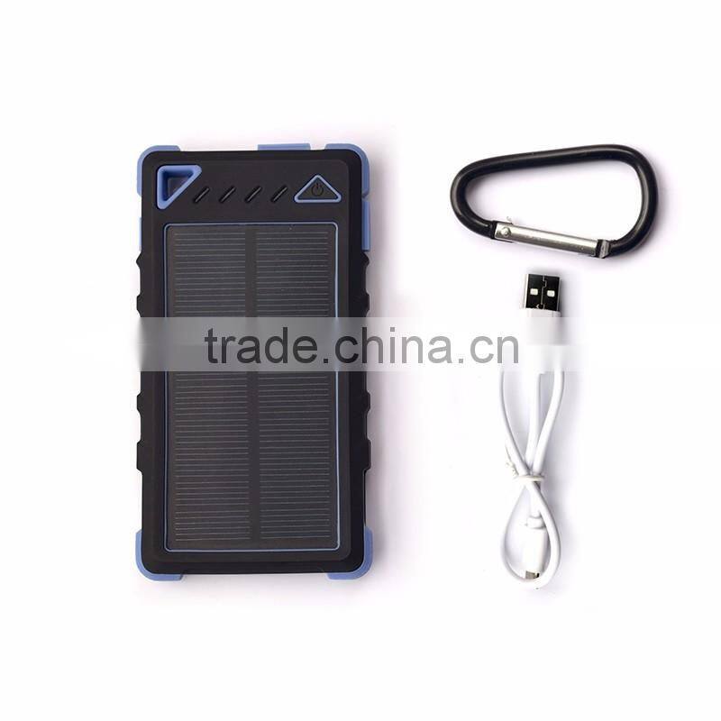 Hot waterproof 8000mah portable solar power charger for samsung mobile phone