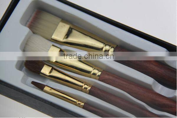 Round shape Pure wood Wholesale artist paint brush 4pcs