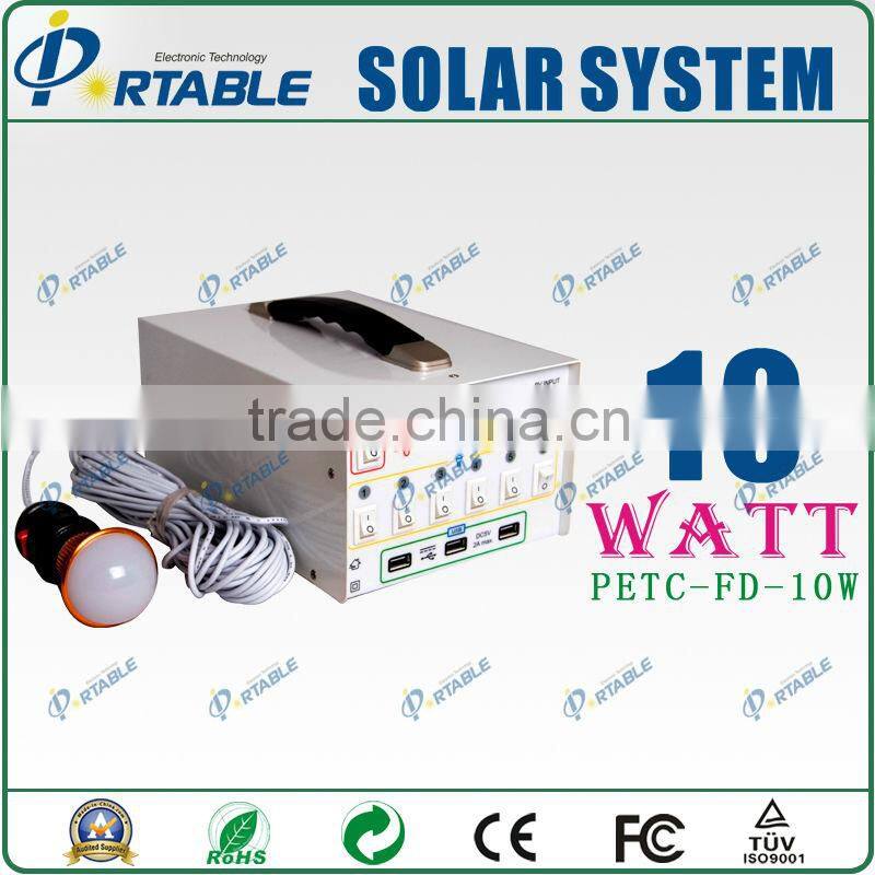 Portable solar system with LED light 10W