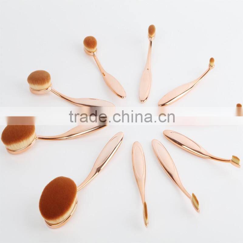 10pcs Toothbrush Make Up Brushes Kit Private Label Rose gold Foundation Powder Makeup Oval Cream Puff Brushes