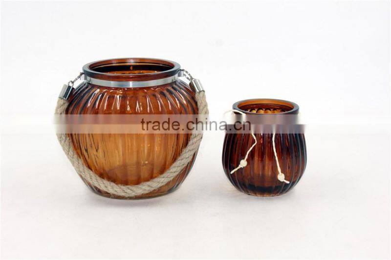 small pumpkin glass candle holder