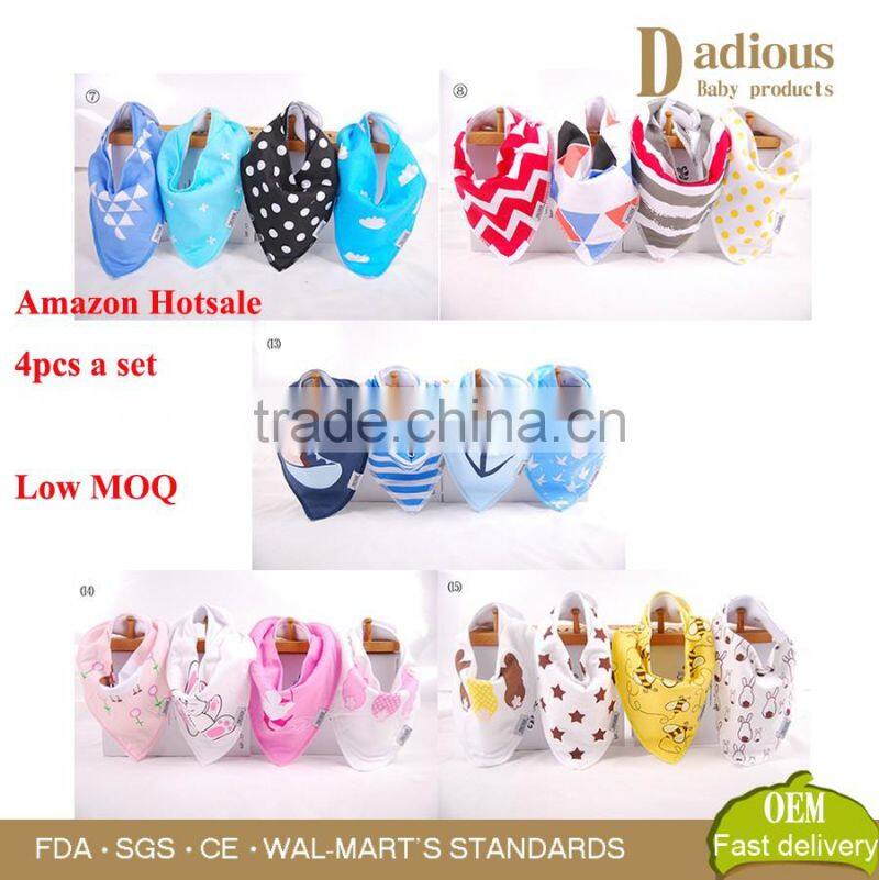 Custom Design Organic Cotton Baby Bandana Bibs with Low MOQ