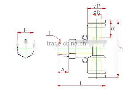 plastic tube fitting, male run tee ,compact one -touch tube fitting ,
