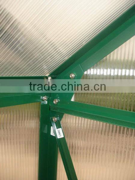 Dark green powder coated garden house with polycarbonate cover and spring clips HX75214G