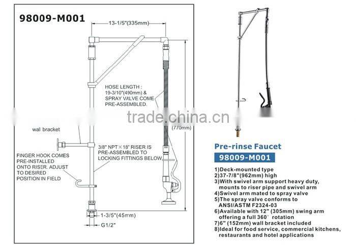 Deck Mounted Type Pre Rinse Faucet or Spray