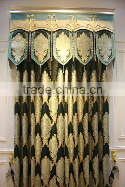 Noble Luxury Design Embroidery Fabric Ready Made Window Curtain with Valance and Sheer Set
