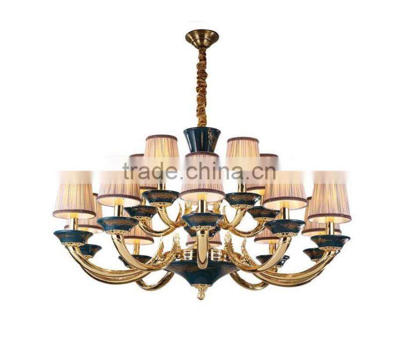 Porcelain Brass Elegant Empire Navy Chandelier, Antique Golden Bronze Pendant Light