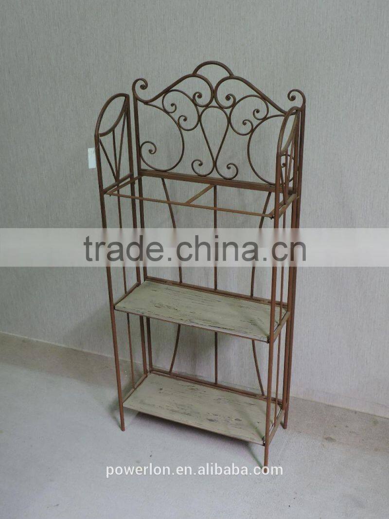 2015 New Design Antirust 3-tier wooden Folding Shelf