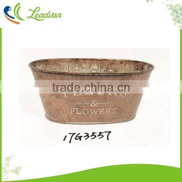Antique embossed pretty metal planter for home decoration