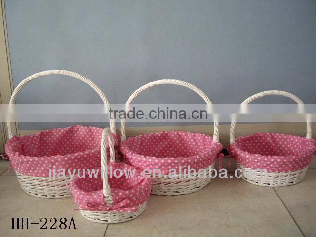 Flower Cotton Fabric willow baskets Wicker storage with handle