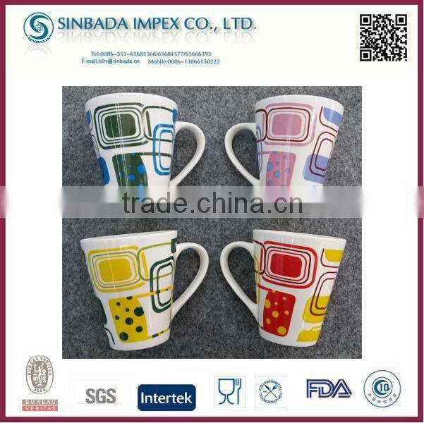 White Porcelain V-shape Coffee Mugs Wholesale