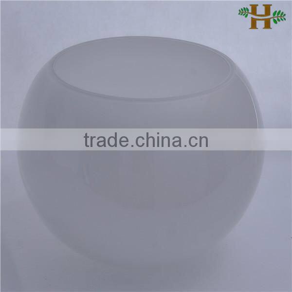 hand blown white glass bowl vases,fish bowl glass vase for home decoration
