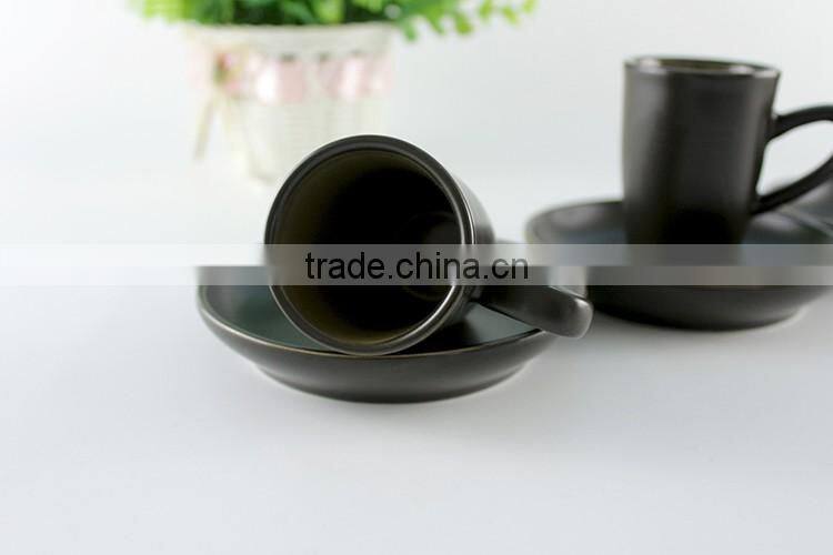 China supplier new premium custom wholesale black porcelain coffee cup saucer