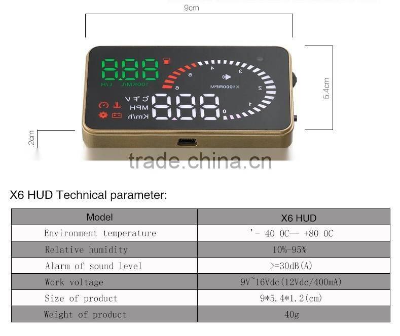 X6 OBD2 Hud Car Head Up Display System