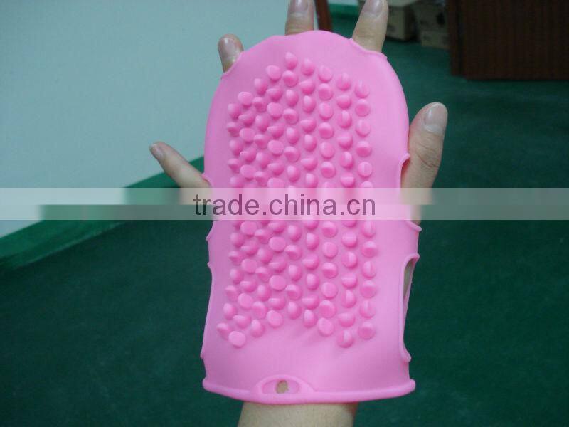 FDA /LFGB soft silicone massage bath gloves