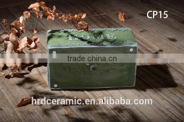 Square decal cement finished decoration flowerpots