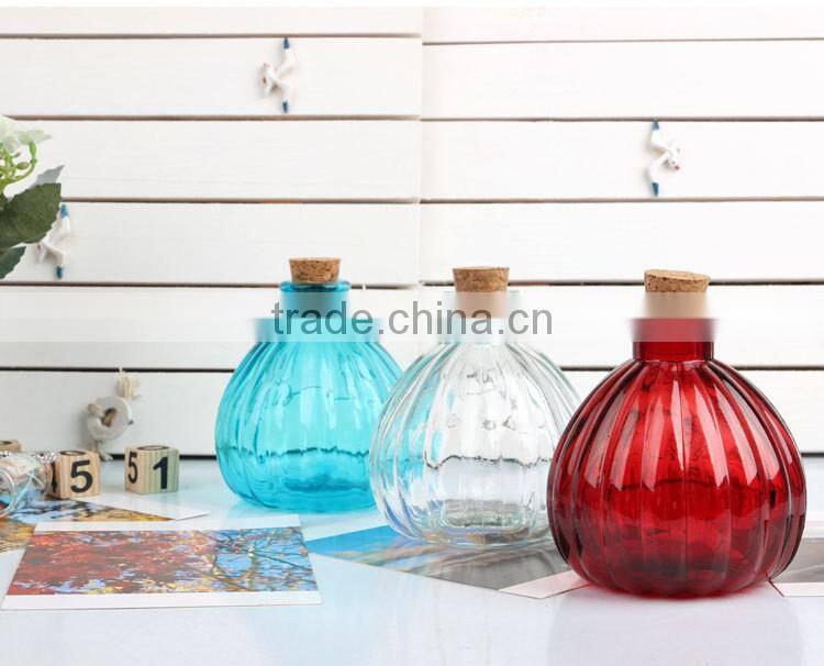 wholesale colored pumpkin shape glass vase with cork