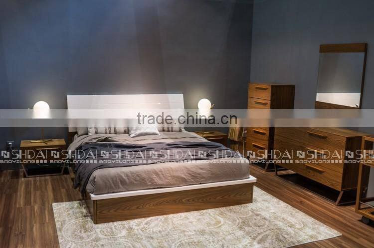 2016 new arrival modern lift up storage bed design and cabinet sets with metal legs