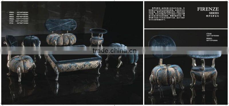 FF2015 fun and sweet pumpkin leisure chairs gold velvet fabric neoclassic stools ottoman small fancy childern chair