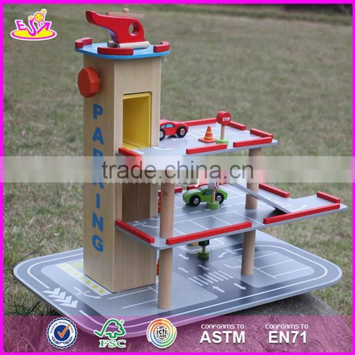 2017 new products children parking toy small wooden toy garage W04B047