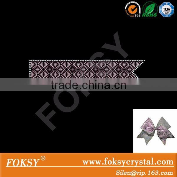 Customized cheer bow strip pattern bling design rhinestone iron on transfer designs