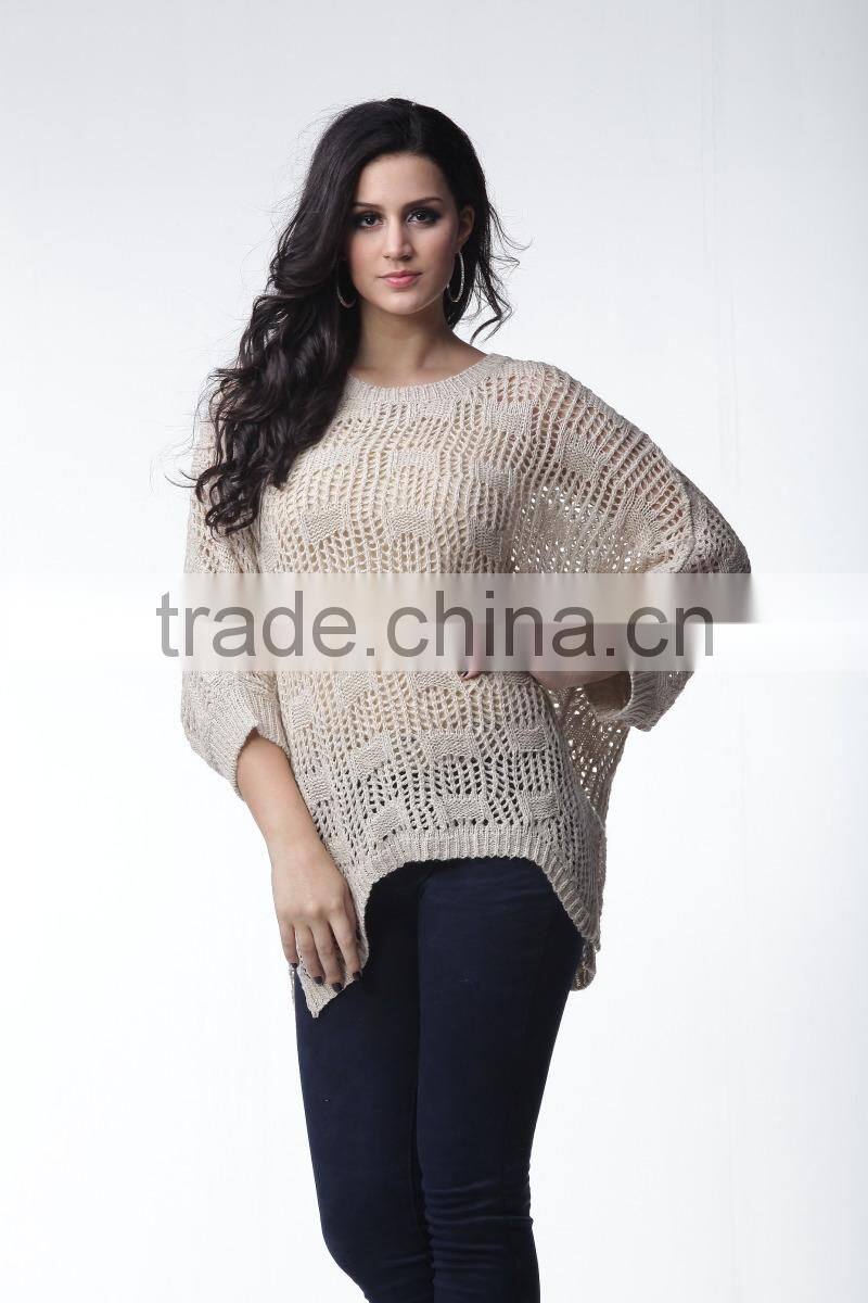 2013 Long-sleeved Fashion Ladies Hollow Knit Sweater
