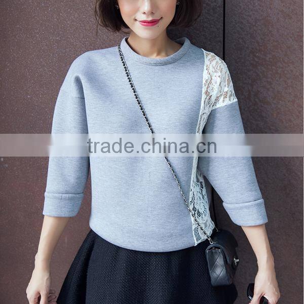 Ladies fashion simple trendy cotton Korean style autumn blouse