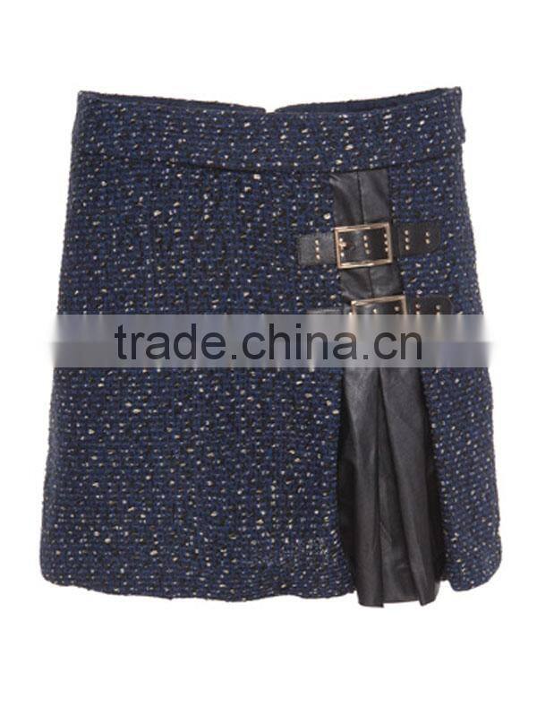 Women apparel ladies fashion new skirt blue and black contrast mini skirt women short straight skirt
