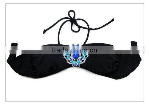 Halter strap ruffles polyester push up women european style two piece bikini beachwear