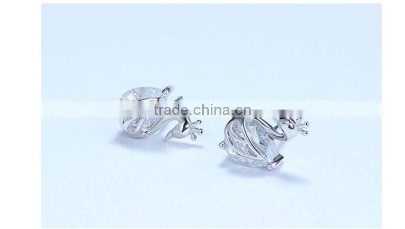 New design fine jewelry 100% 925 Sterling Silver Swan zircon earrings