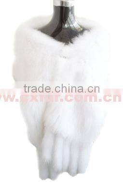 CX-B-34 China Suppliers Lady Scarf Hand Knitted Real Fox Fur Cape/ Shawl