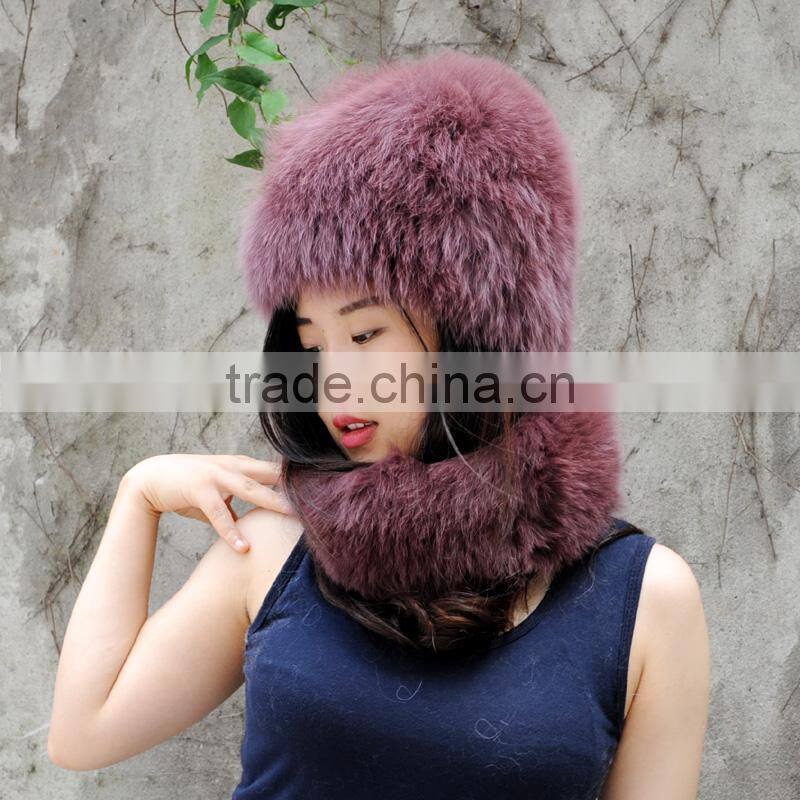 CX-C-01E High Quality New Real Fox Fur Hat and Scarf Set