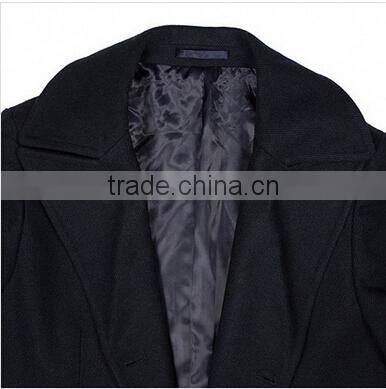 2014 Double-Breasted High Fashion Classical Design Black Lapel Slim Fit Mens Cashmere Men Coat